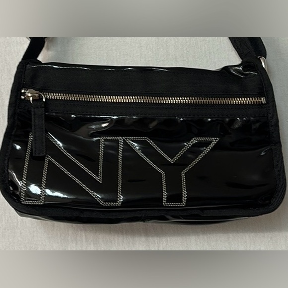 DKNY Black Premium Durable Glossy Nylon Crossbody Bag - Picture 4 of 10